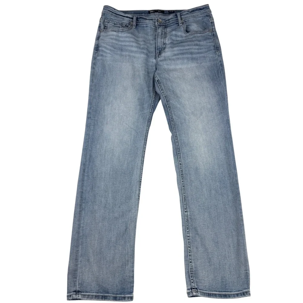 BKE Henry Jeans Mens 38x34 Light Wash Straight Stretch Coolmax
